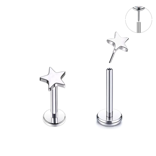 Steel Threadless Push In Star Labret Tragus