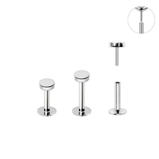 Steel Threadless Push In Flat Disc Labret Tragus