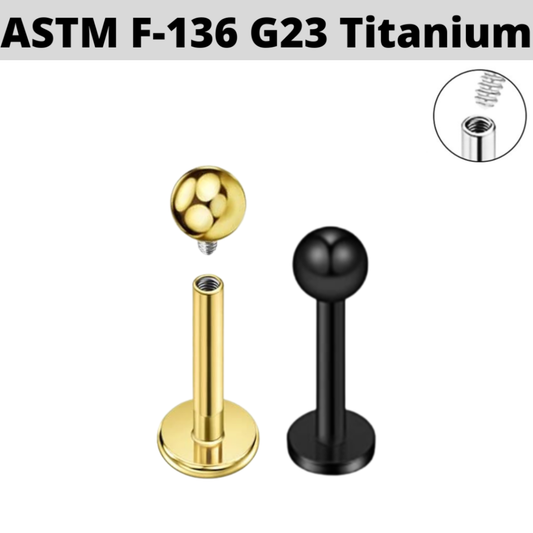 G23 PVD Titanium Internally Threaded Ball Labret