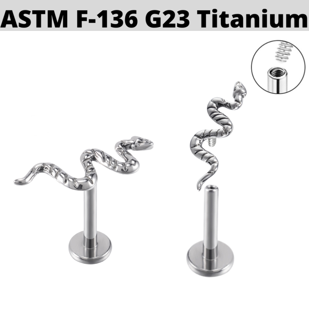 G23 Titanium Internally Threaded Tiny Snake Tragus Labret