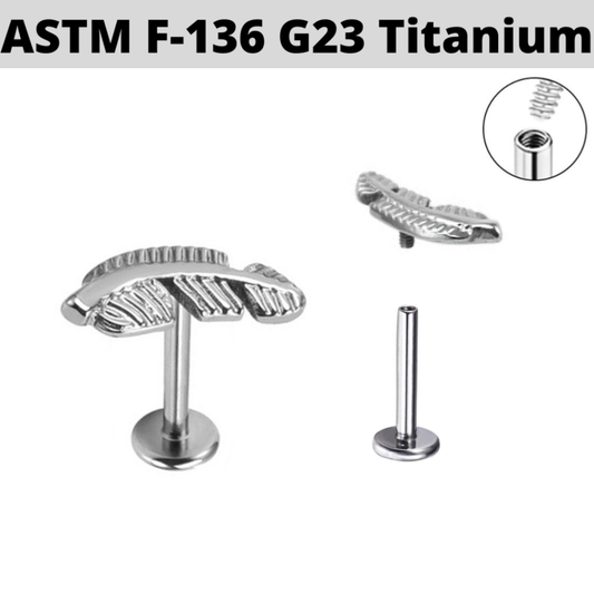 G23 Titanium Internally Threaded Feather Leaf Labret