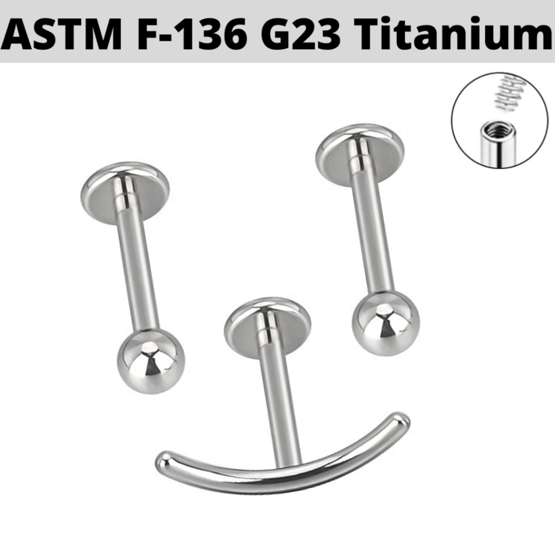 G23 Titanium Internally Threaded Smile Face Labret Set