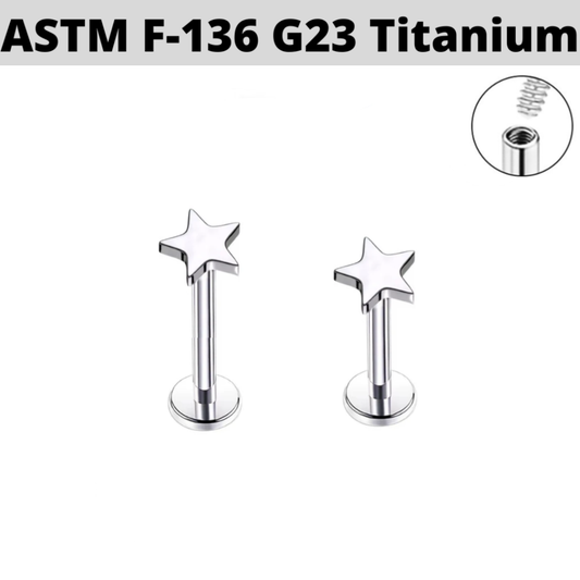 G23 Titanium Star Internally Threaded Tragus Labret