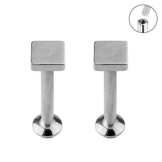 16G Steel Square Internally Threaded Tragus Labret