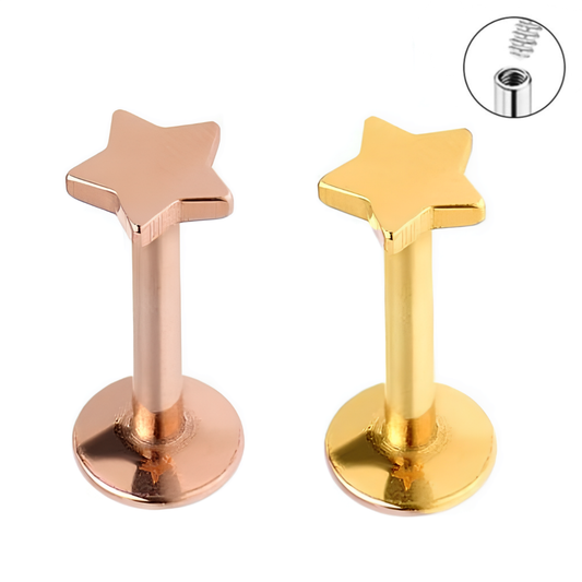 16G Ion Plated Star Internally Threaded Tragus Labret
