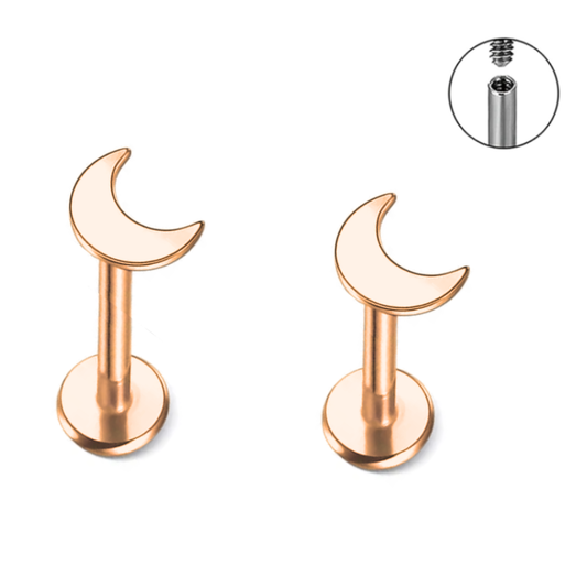 16G Moon Internally Threaded Ion Plated Tragus Labret