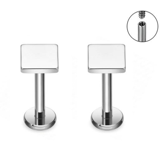 16G Steel Square Internally Threaded Tragus Labret