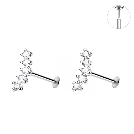Steel Threadless Push In Micro 5 CZ Cluster Tragus Labret