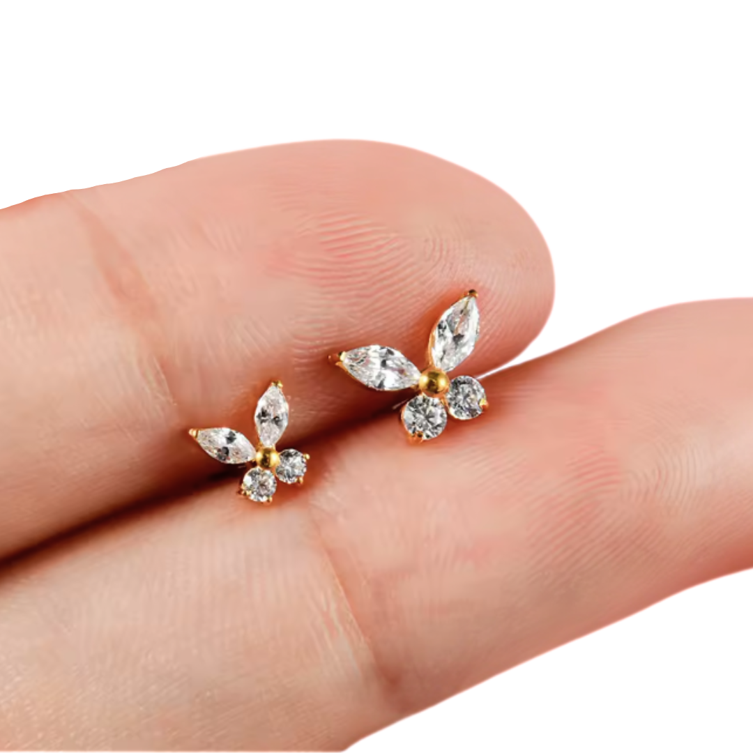 G23 Gold PVD Titanium Internally Threaded CZ Butterfly Tragus Labret