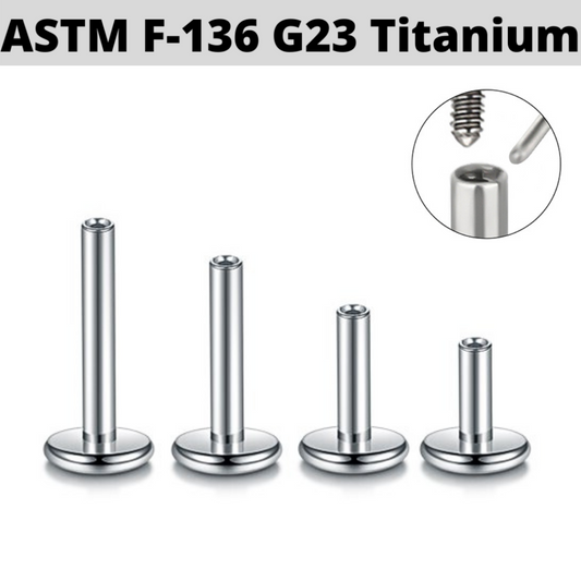 G23 Titanium 4mm Base Universal Threadless Threaded Labret Shaft