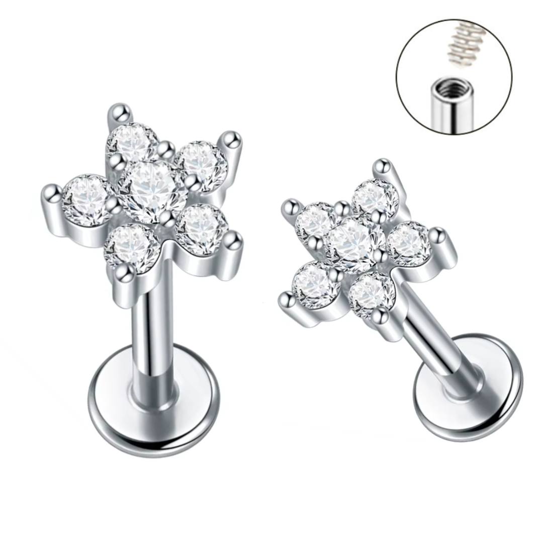 Internally Threaded Steel 5 Petal Flower Tragus Labret