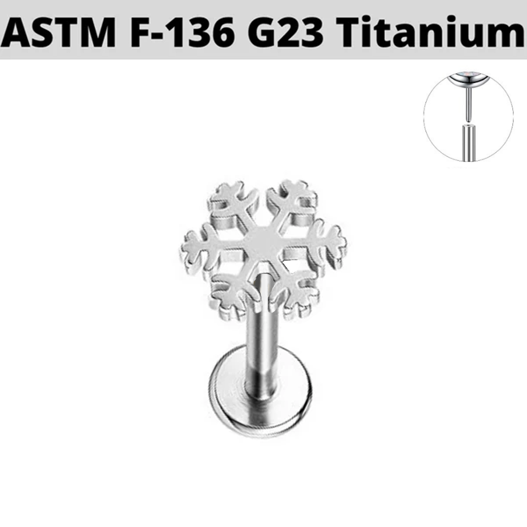 G23 Titanium Threadless Push In Snowflake Labret