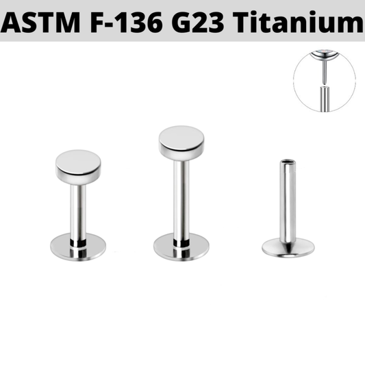 G23 Titanium Threadless Push In 4mm Flat Disc Labret Tragus