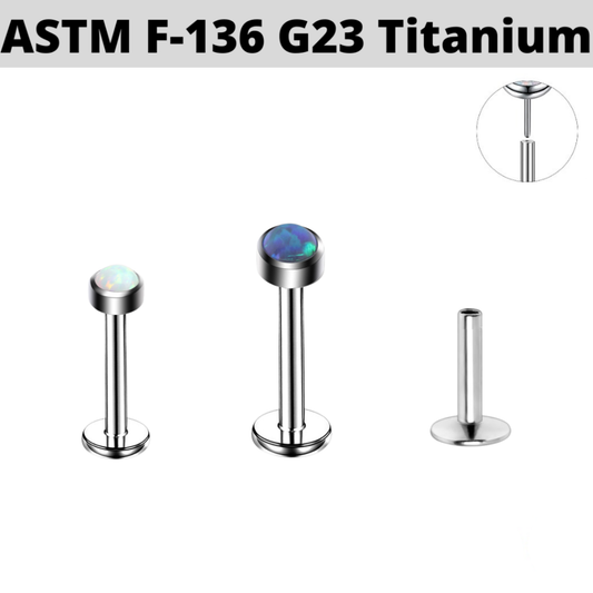 G23 Titanium Threadless Push In Flat Opal Labret Tragus
