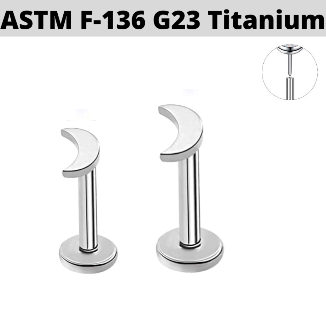 G23 Titanium Threadless Push In Moon Labret Tragus