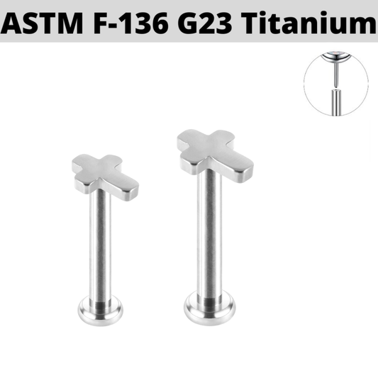 G23 Titanium Threadless Push In Cross Labret Tragus