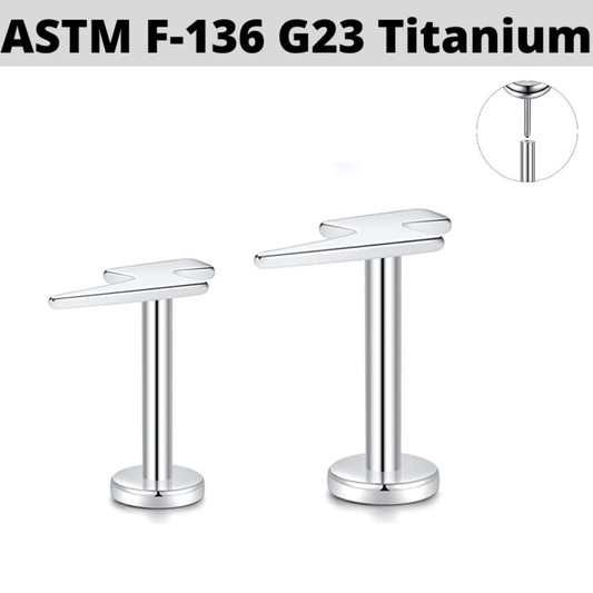 G23 Titanium Threadless Push In Lightning Bolt Labret Tragus