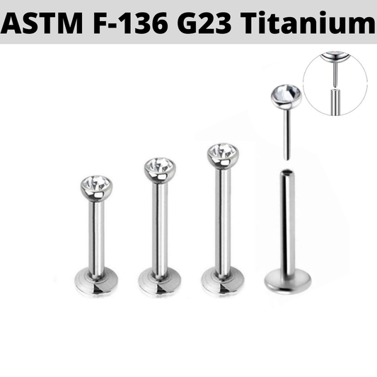 G23 Titanium Threadless Push Click Pin CZ Labret