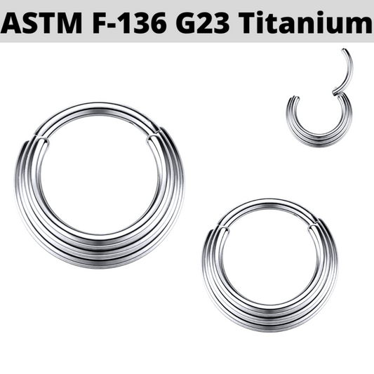 G23 Titanium Triple Layered Stack Hoop Hinged Clicker