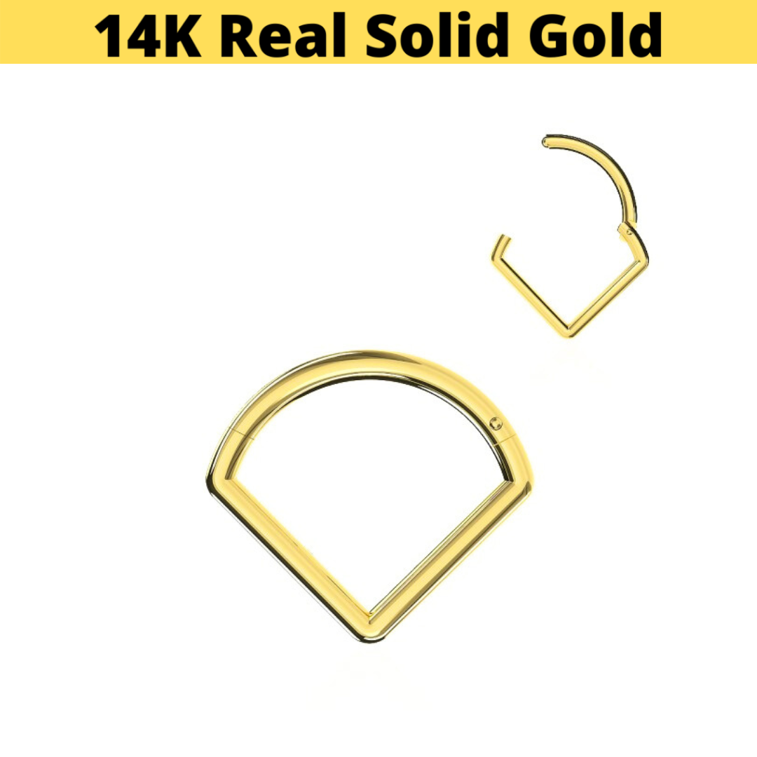 14K Yellow Gold Triangle Teardrop Hinged Clicker