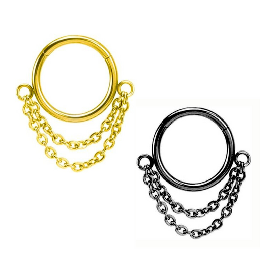 Ion Plated Steel Double Chain Link Hinged Clicker Segment Ring