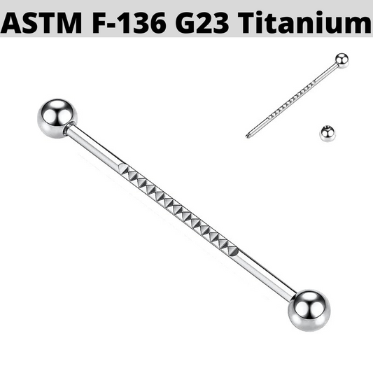 G23 Titanium Pyramid Cut Industrial Barbell