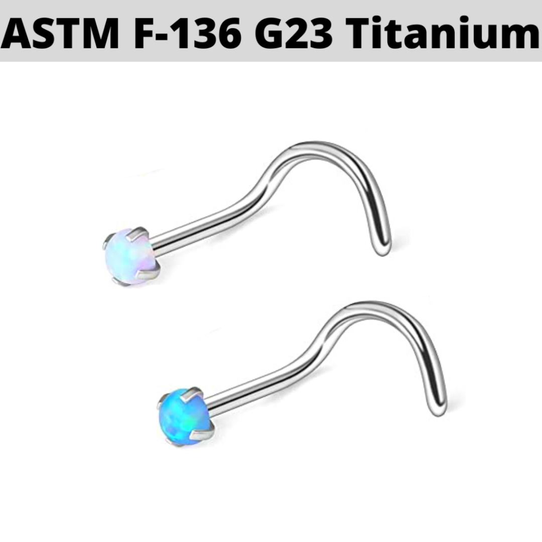 G23 Titanium Prong Set Opal Top Nose Screw