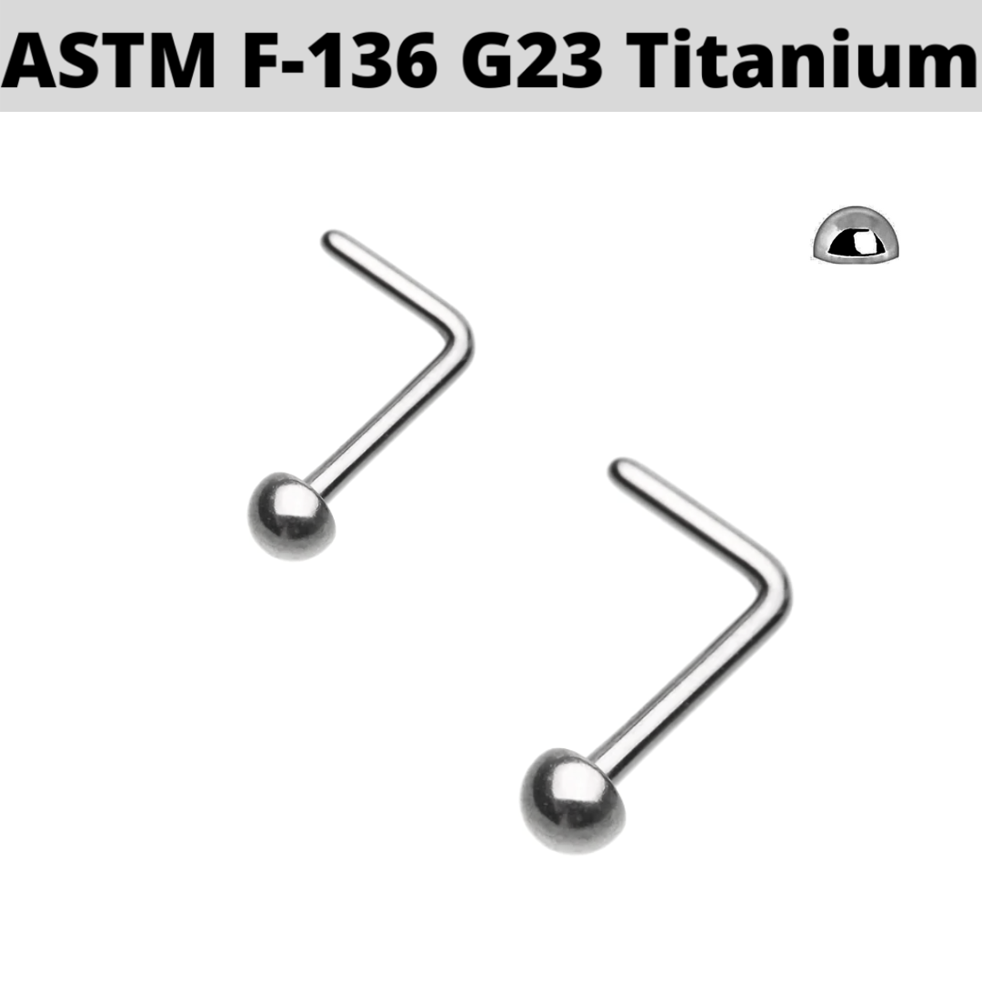 G23 Titanium Dome Half Ball L Bend Nose Ring