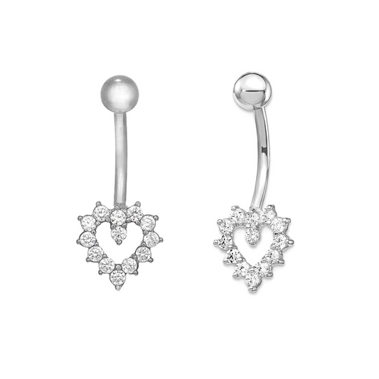 CZ Open Heart Belly Ring