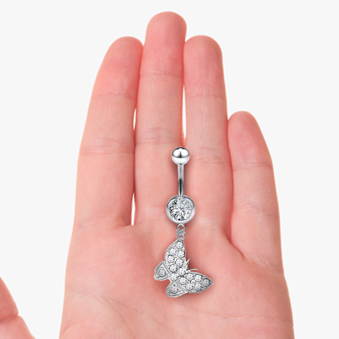 CZ Butterfly Dangle Belly Ring