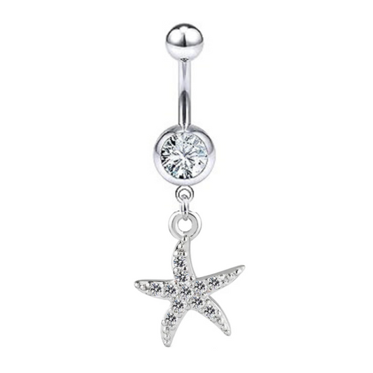 Starfish Paved CZ Dangle Belly Ring