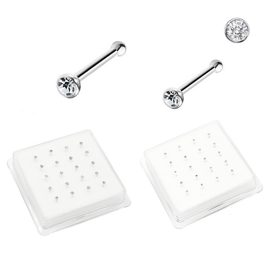 Silver Clear CZ Nose Studs [20pc/Box]