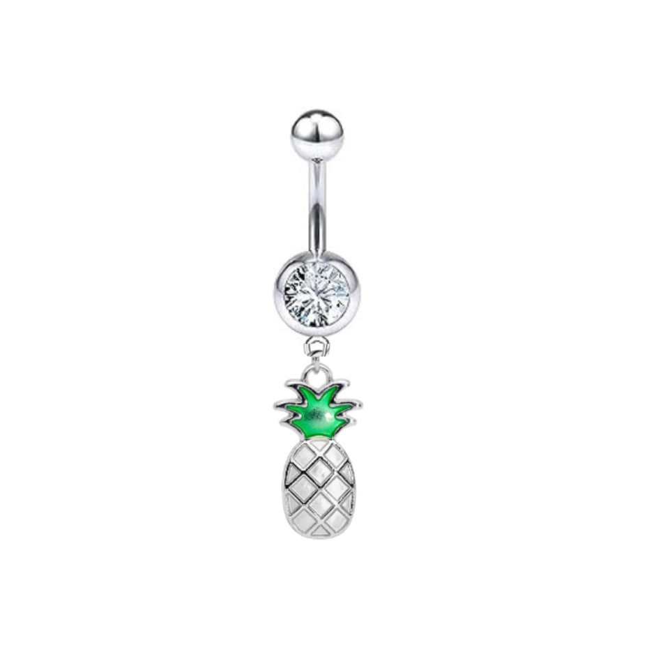 CZ Pineapple Dangle Belly Ring