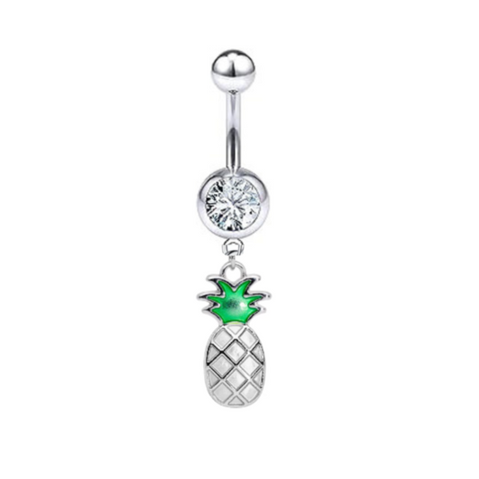 CZ Pineapple Dangle Belly Ring