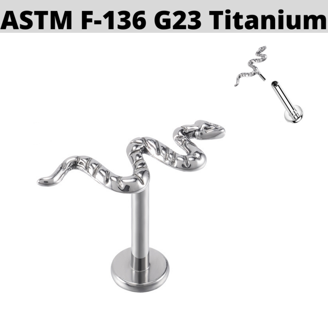 G23 Titanium Threadless Push In Snake Tragus Labret