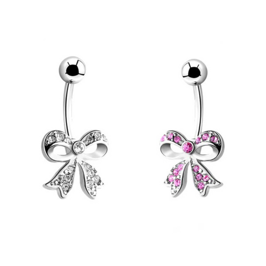 CZ Ribbon Bow Belly Ring