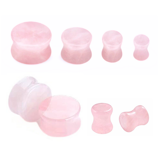 Pink Rose Quartz Double Flare Plugs