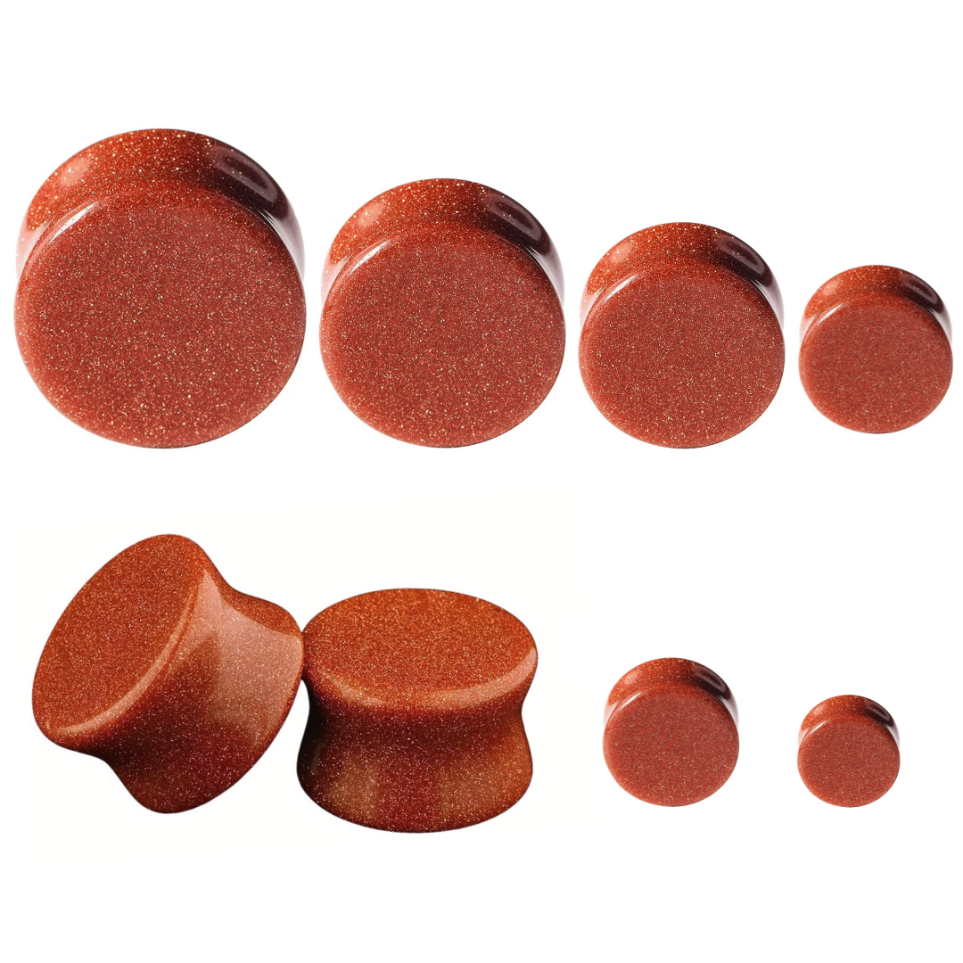 Gold Sand Stone Double Flare Plugs