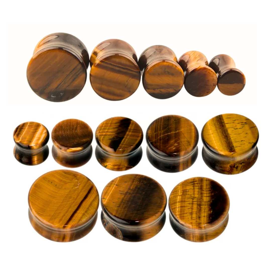 Tiger Eye Stone Double Flare Plugs