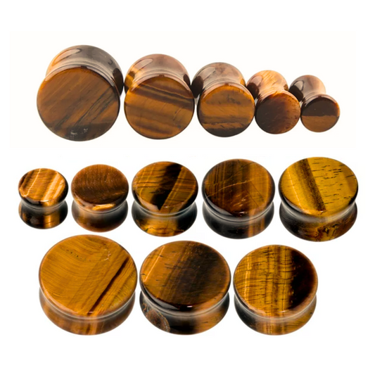 Tiger Eye Stone Double Flare Plugs