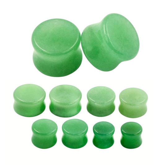 Green Jade Stone Double Flare Plugs