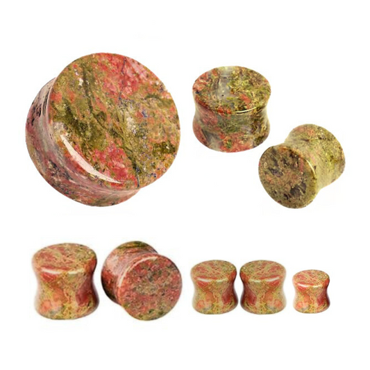 Unakite Stone Double Flare Plugs