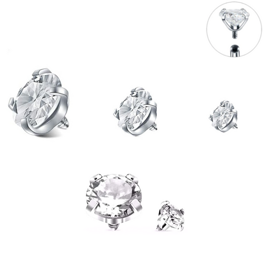 Steel Prong Set CZ Gem Internally Threaded Top