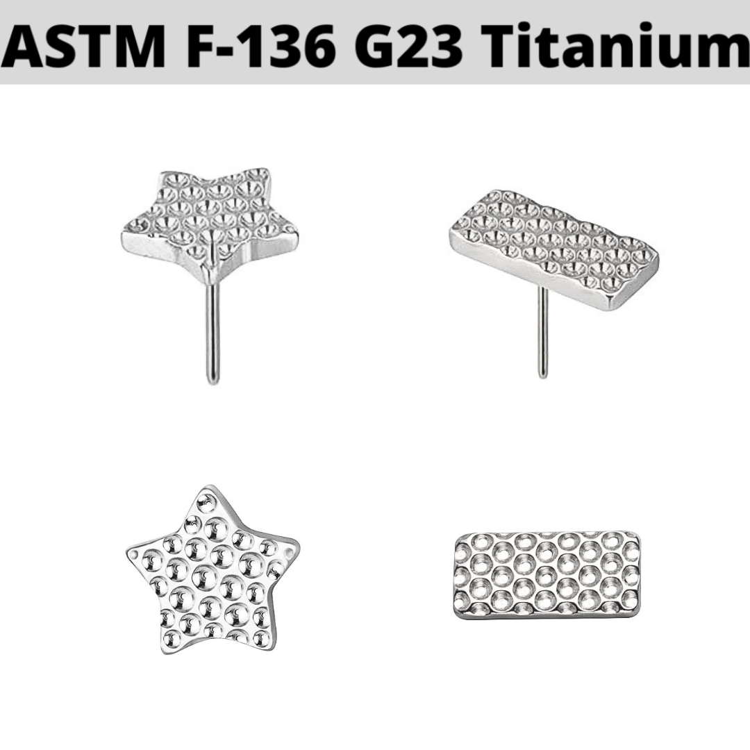 G23 Titanium Threadless Push In Diamond Cut Logo Top