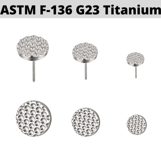 G23 Titanium Threadless Push In Diamond Cut Round Top