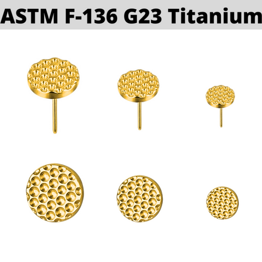 G23 Gold PVD Titanium Threadless Push In Diamond Cut Round Top