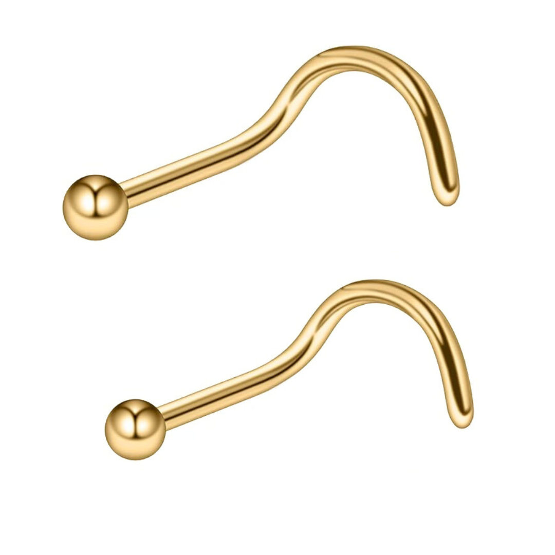 Gold Steel 3mm Ball Ion Plated Nose Screw Ring