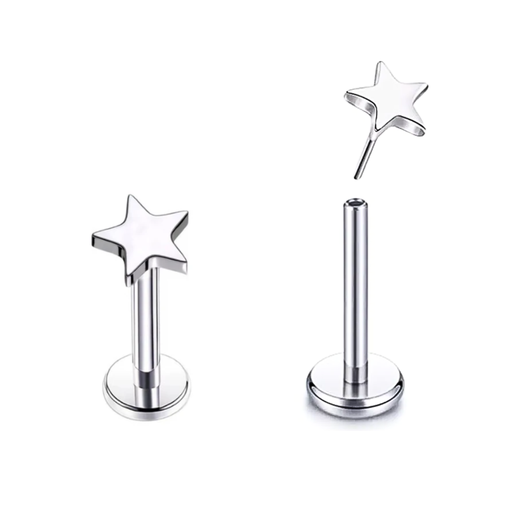Steel Threadless Push In Star Labret Tragus