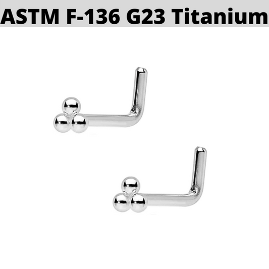 G23 Titanium Trinity Beads L Bend Nose Ring