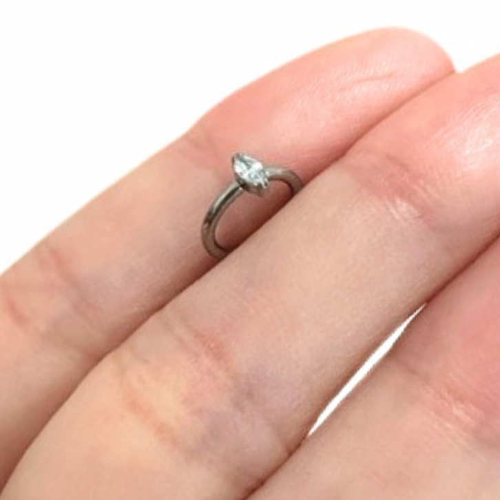 G23 Titanium Center Rim Marquise CZ Hinged Segment Clicker Ring